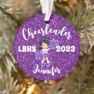Personalized Purple Sparkle Cheerleading Ornament
