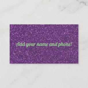 Personalized purple sparkling glitter business card