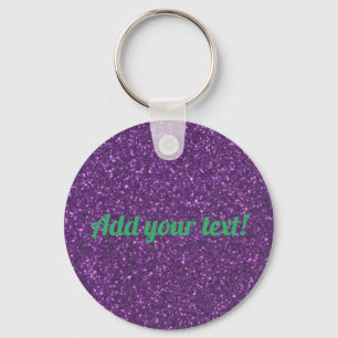 Personalized purple sparkling glitter keychain
