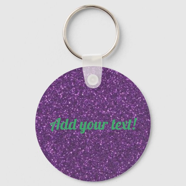 Personalized purple sparkling glitter keychain (Front)