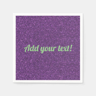 Personalized purple sparkling glitter napkin