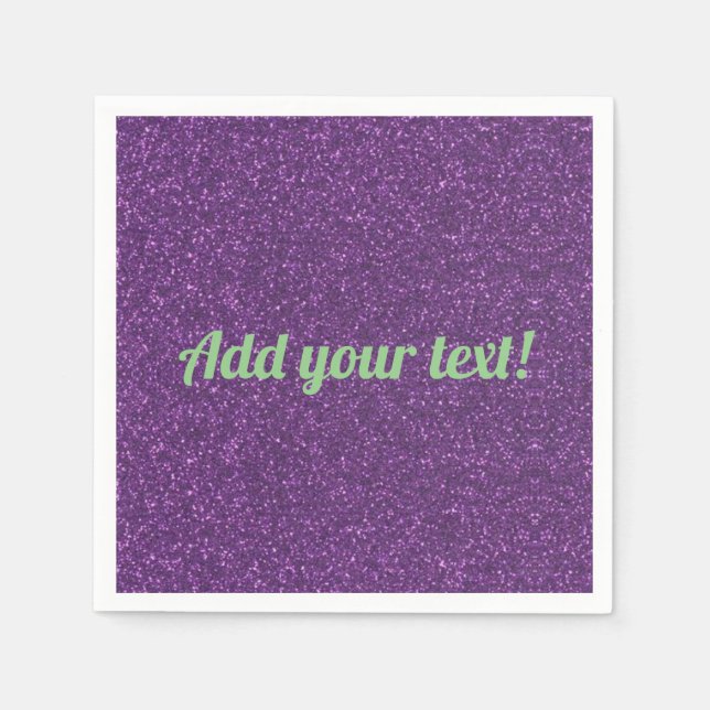Personalized purple sparkling glitter napkin (Front)
