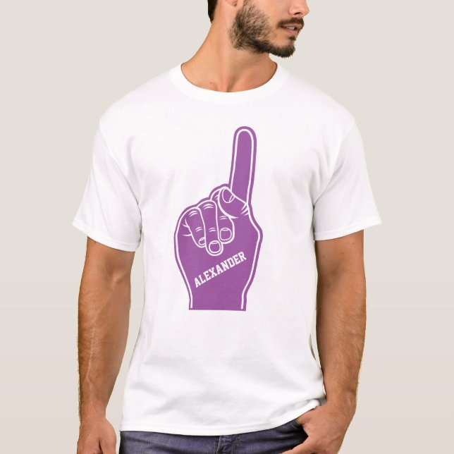 Personalized Purple Sports Foam Finger T-Shirt (Front)