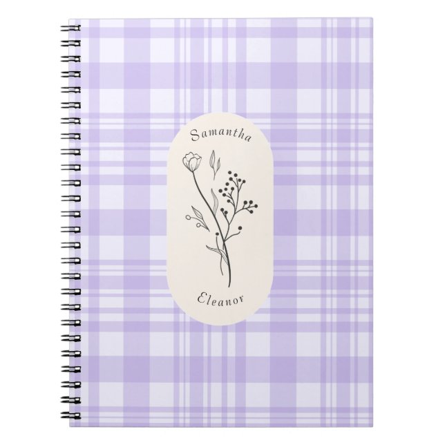 Personalized purple stripe design notebook (Front)
