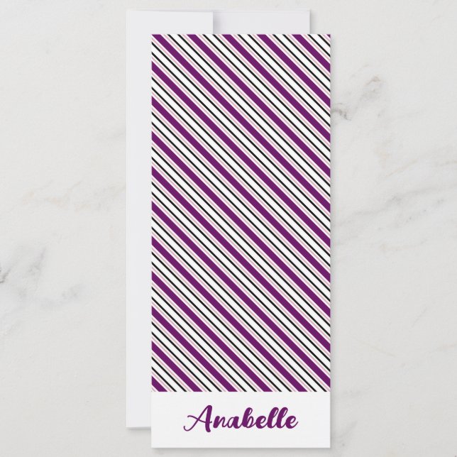 Personalized Purple Stripes Bookmark (Front)