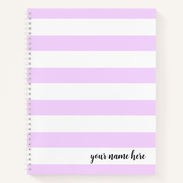Personalized Purple Stripes Checklist Notebook (Front)
