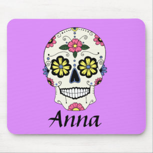 Personalized Purple Sugar Skull Mouse Pad
