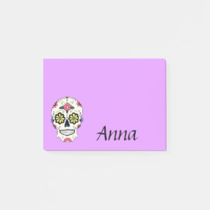 Personalized Purple Sugar Skull Post It Notes