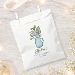 Personalized Purple Sweet Pea Flowers Baby Shower Favour Bag