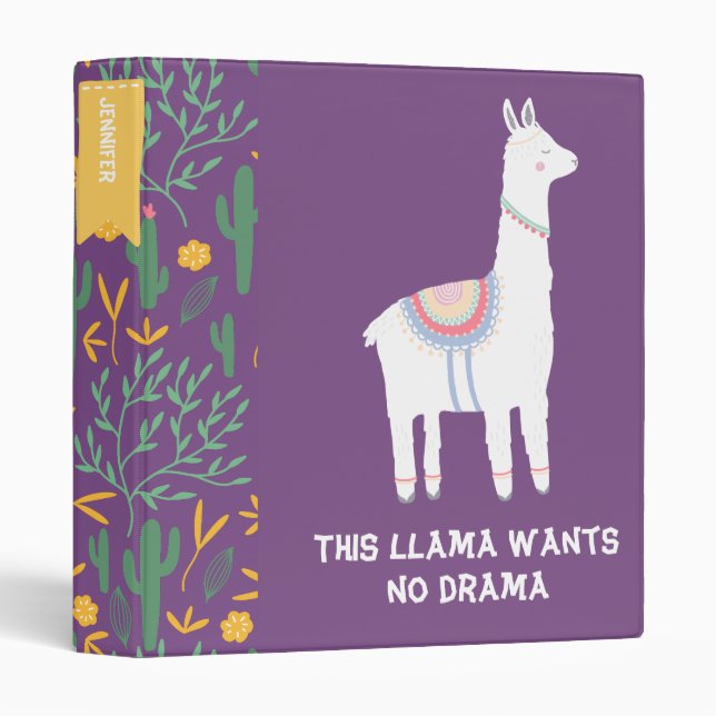 Personalized Purple This Llama Wants No Drama Binder (Front/Spine)