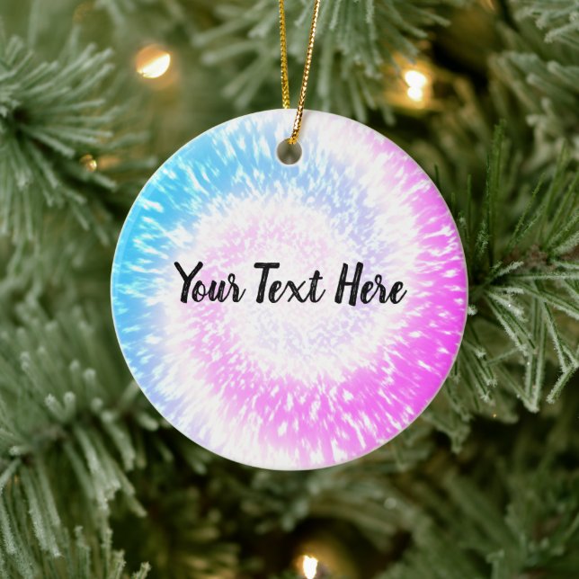 Personalized Purple Tie Dye Hippy Swirl Christmas Ceramic Ornament (Tree)