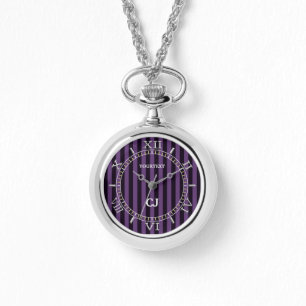 Personalized Purple Vertical Stripes Dial Watch