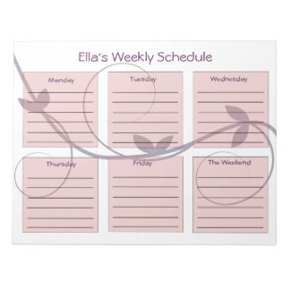 Personalized Purple Vines Weekly Schedule Notepad
