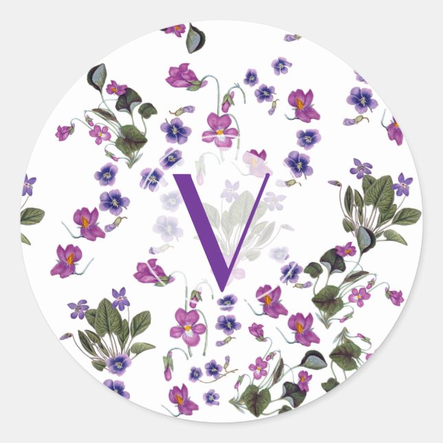 Personalized Purple Violets Floral Sticker (Front)