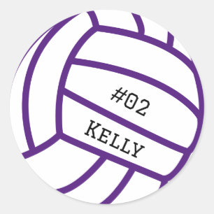 Personalized Purple Volleyball Stickers