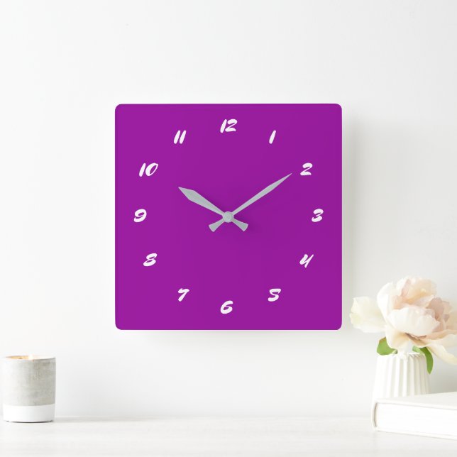 Personalized Purple Wall Clock Custom Colours Font (Home)