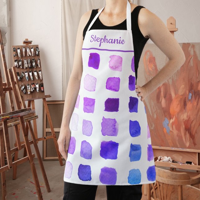 Personalized Purple Watercolor Artist Apron (Creator Uploaded)