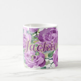 Personalized Purple Watercolor Floral Name Coffee  Coffee Mug
