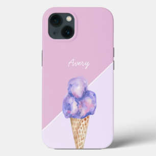 Personalized Purple watercolor Ice cream iPhone 13 Case