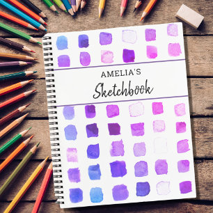 Personalized Purple Watercolor Pattern Notebook