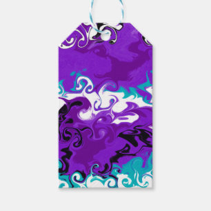Personalized Purple Waves Fluid Art Birthday   Gift Tags