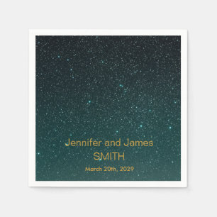 Personalized Purple Wedding Confetti Gold Glitter Napkin