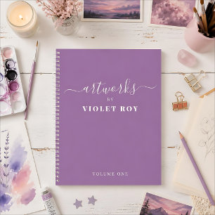 Personalized Purple White Artist Sketchbook Notebook