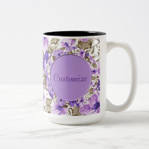 Personalized Purple & White Floral Mug