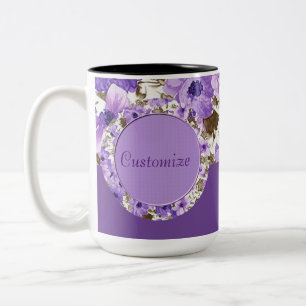 Personalized Purple & White Floral Mug
