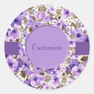 Personalized Purple & White Floral Stickers