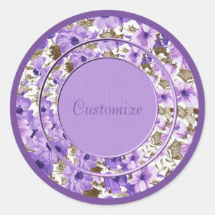 Personalized Purple & White Floral Stickers 2