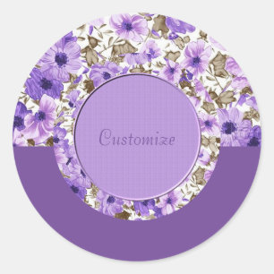 Personalized Purple & White Floral Stickers 3