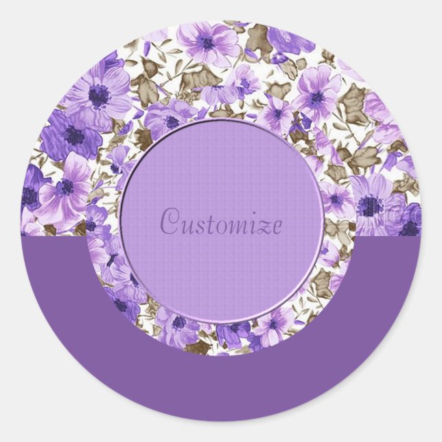 Personalized Purple & White Floral Stickers 3 (Front)