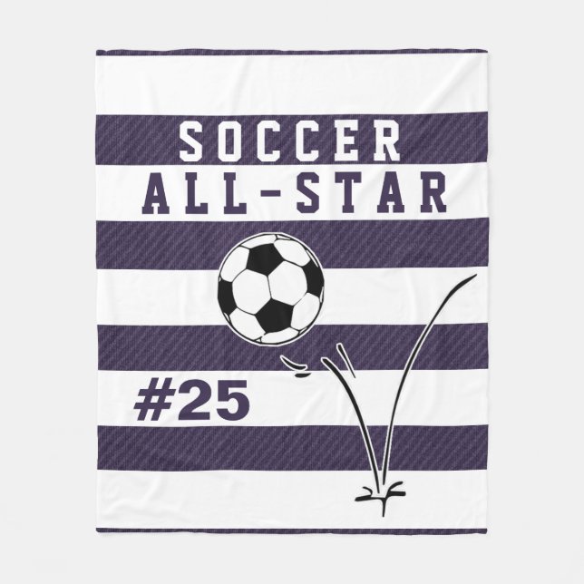 Personalized Purple & White SOCCER Blanket (Front)