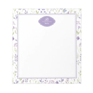 Personalized Purple Wildflower Floral Notepad