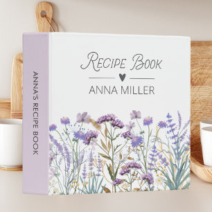 Personalized Purple Wildflower Floral Recipe Binder