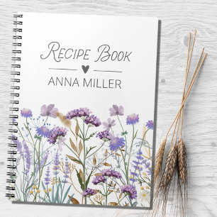 Personalized Purple Wildflower Floral Recipe Notebook