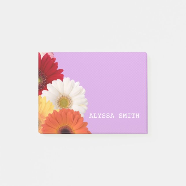 Personalized Purple with daisy flowers Post-it Notes (Front)