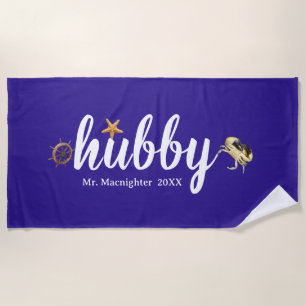 Personalized Purple with Ocean Creatures Beach Towel