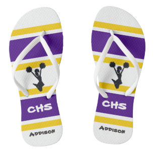Personalized Purple & Yellow Cheer Flip Flops