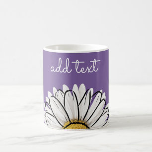 Personalized Purple & Yellow Daisy Coffee Mug 