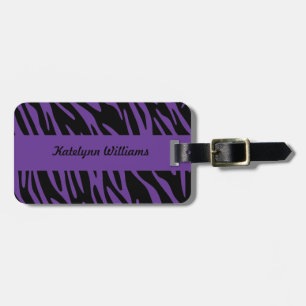Personalized Purple Zebra Stripe Luggage Tag