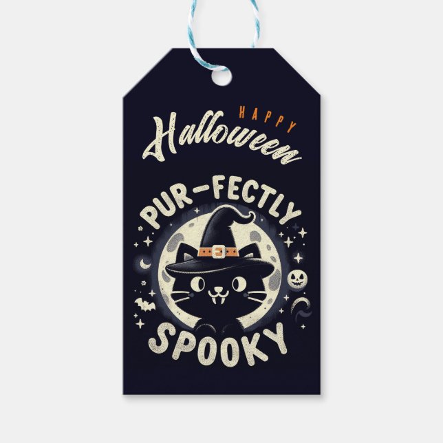 Personalized Purr-fectly Spooky gift tag (Front)