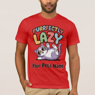 Personalized Purrfectly Lazy Cat Custom Pet Name T-Shirt