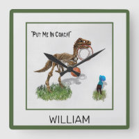 Personalized "Put Me in Coach" Dinosaur Art Square