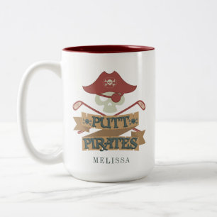 Personalized Putt Pirates Golfing Hobby Two-Tone Coffee Mug