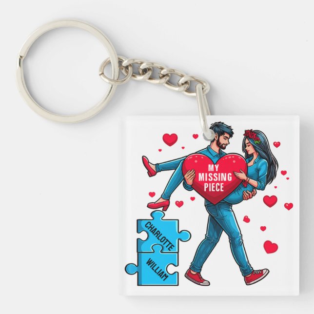 Personalized Puzzle of Love - My Missing Piece Keychain (Front)