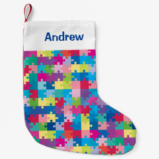 Personalized Puzzle Pattern Autism Awareness Small Christmas Stocking
