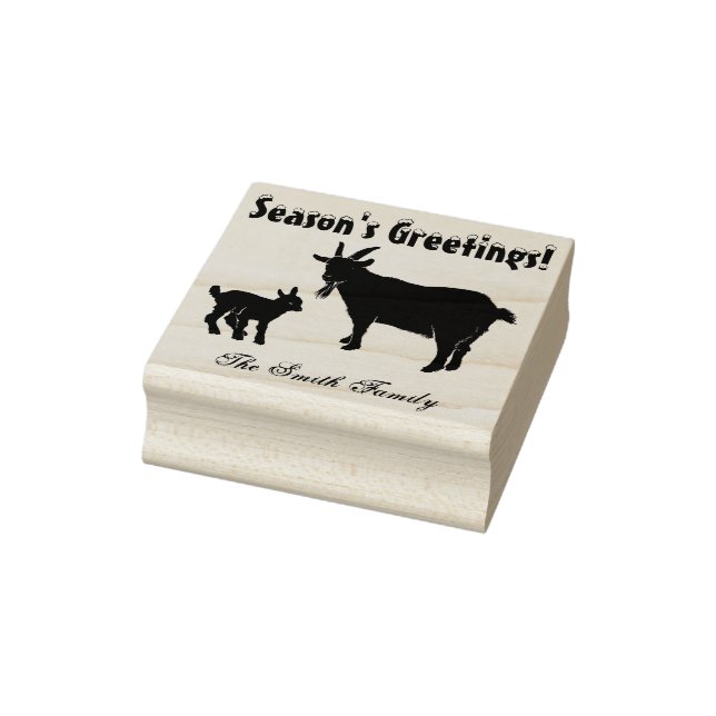 Personalized Pygmy Goat with Kid Farm Christmas Rubber Stamp (Stamp)