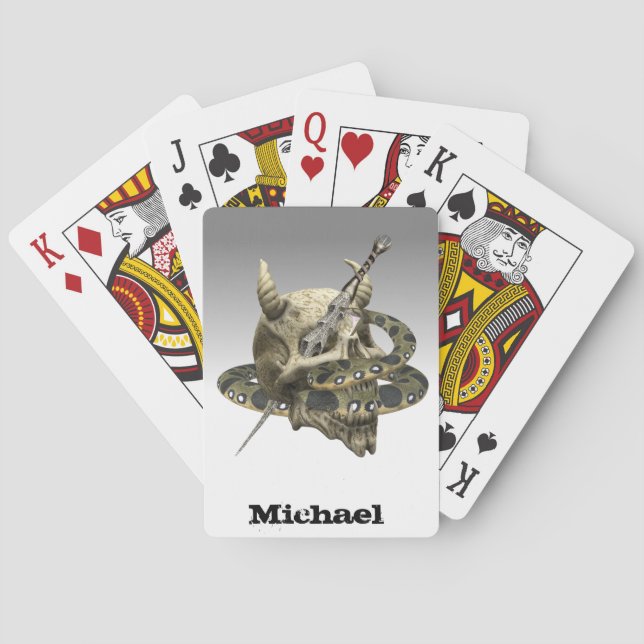 Personalized Python Snake Demon Skull Playing Cards (Back)